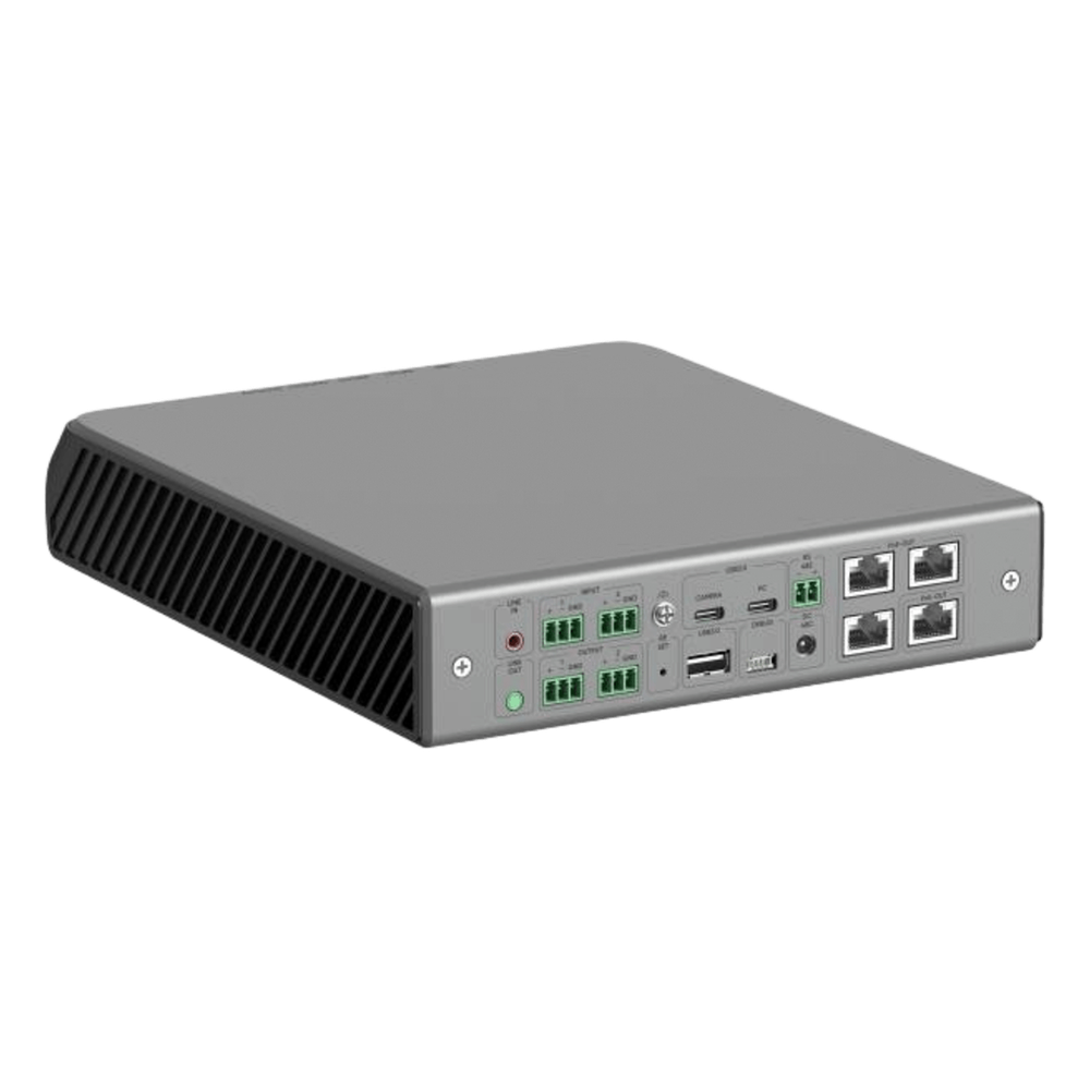 Procesador de Audio en Red | DSP | Alimentacion Poe | Entradas de audio digital AES67 | Entradas de audio analógicas | Puerto USB Type C para cámaras