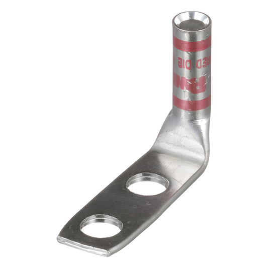 Zapata de compresión LCC8-14AF-L a 90° grados para cal. 8 Awg, Barreno para tornillo prisionero de 1/4, 1 Pz