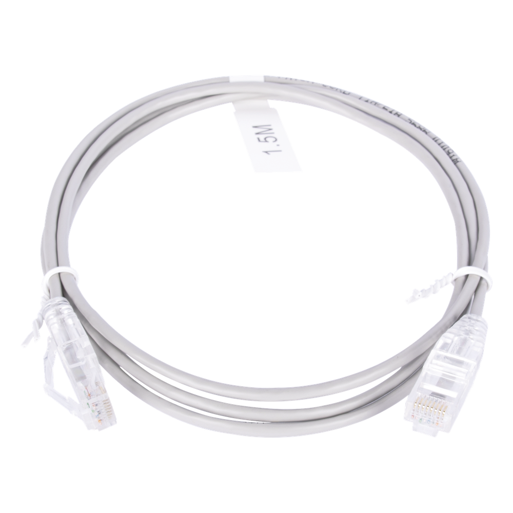 Cable de Parcheo Slim UTP Cat6 - 1.5 Metros (4.92 Pies) Gris Diámetro Reducido (28 AWG)