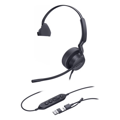 Auriculares Yealink UH42 Mono con cancelación de ruido por IA para Microsoft Teams, USB-C/A e indicador de ocupado