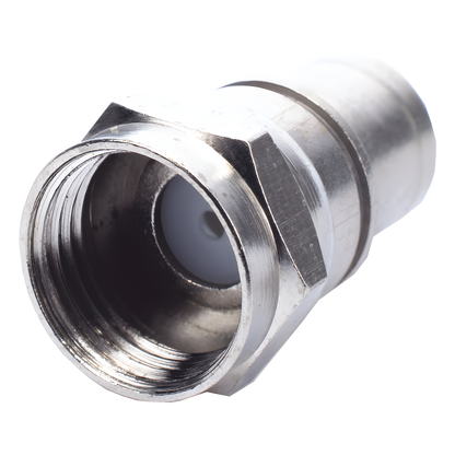 Conector F Macho Plegable, Con PIN para Cable RG-59, Cuerpo de Bronce Niquelado