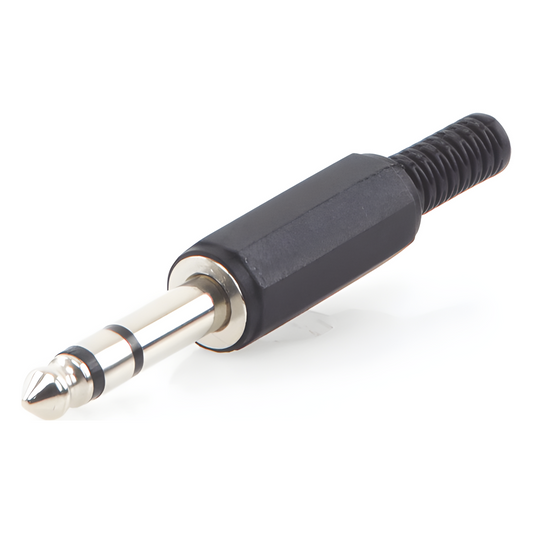 Conector macho de 6,3 mm con funda de plastico (estereo)