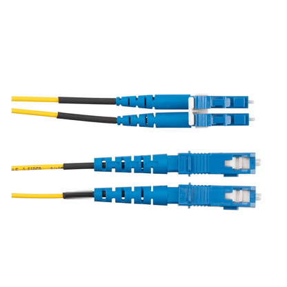 Jumper de Fibra Optica Monomodo 9/125 OS2, LC-SC Duplex, OFNR (Riser), Color Amarillo, 15 Metros (49.21 Pies)