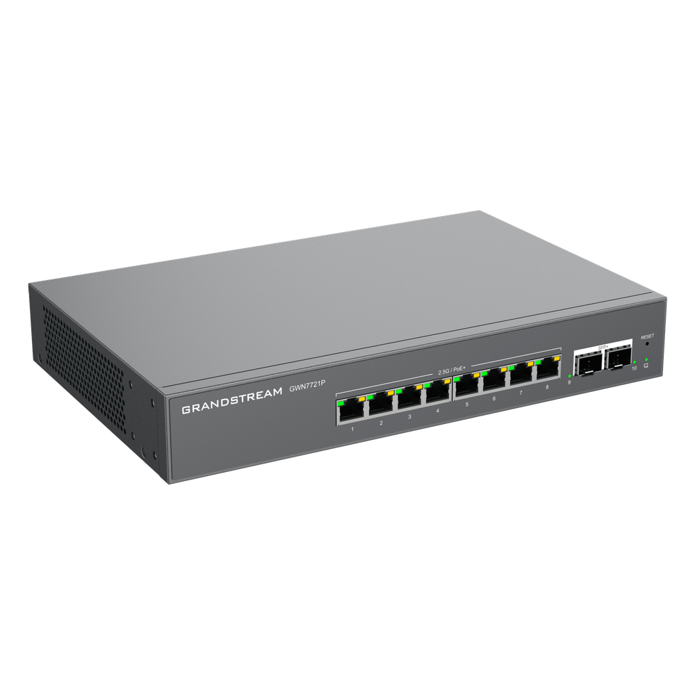 Switch L2 Lite Administrable de 10 Puertos / 8 Puertos Ethernet 2.5 Gigabits / 2 Puertos SFP+ 10 Gigabits / PoE+ 802.3af/at / VLAN 802.1Q / QoS