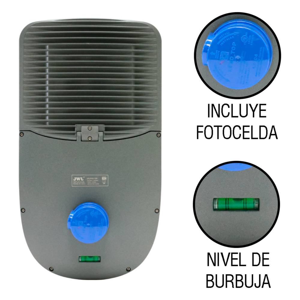 Luminario Urbano con Fotocelda / 200W / Flujo Luminoso 32 000 lm / Ángulo de Luz 105°-135° / IP65 / Montaje en Poste o Brazo / Vida Útil 50 000 h.
