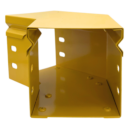 CHFIBER Curva Horizontal de 45° de Aluminio para Fibra Óptica, 4" de Peralte, 4" de Ancho y Radio de 8", con Pintura Epóxica Amarilla, Incluye Tapa
