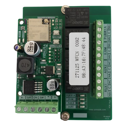 Tarjeta de Comunicación Wi-Fi / Control Remoto de Cercos Eléctricos / Salidas de Relé ON-OFF / Aplicación Yonusa Plus / Configuración WiFi 2.4GHz / 5