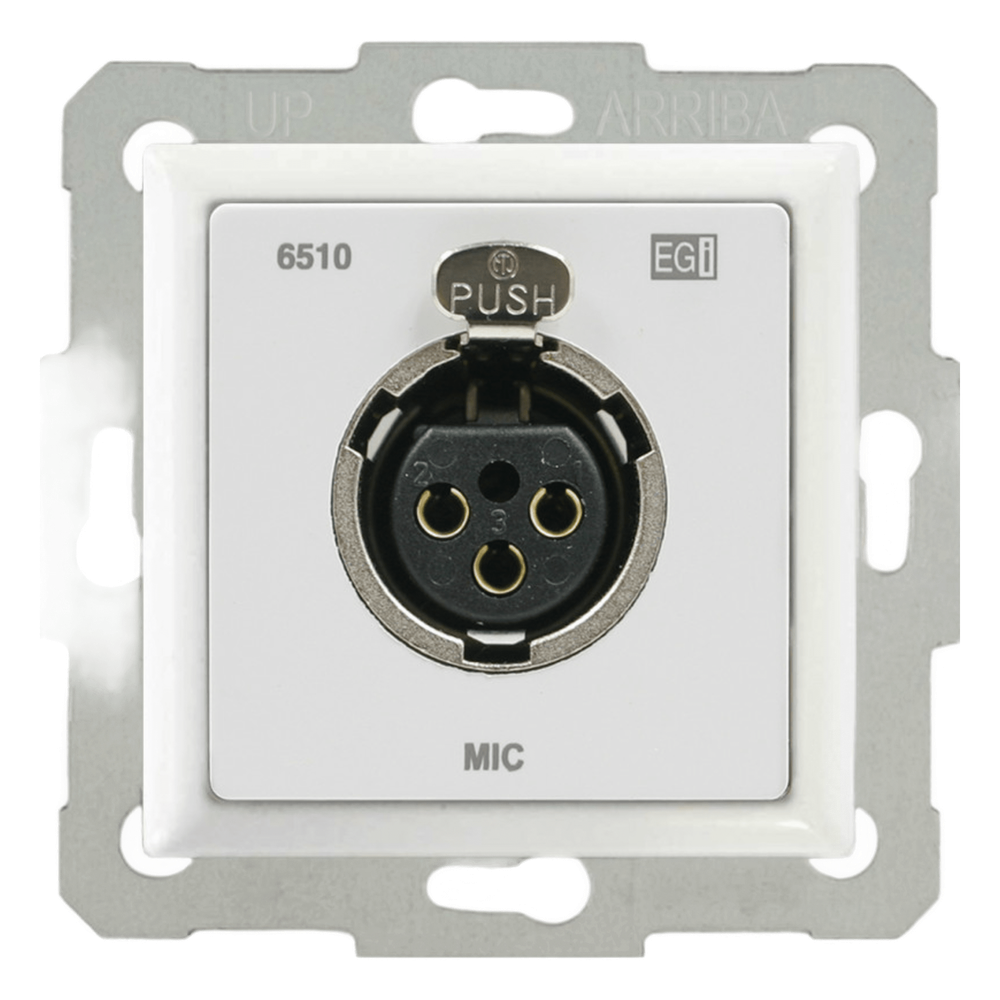 Conexión caja 60 mm. xlr hembra de pared. blanco.