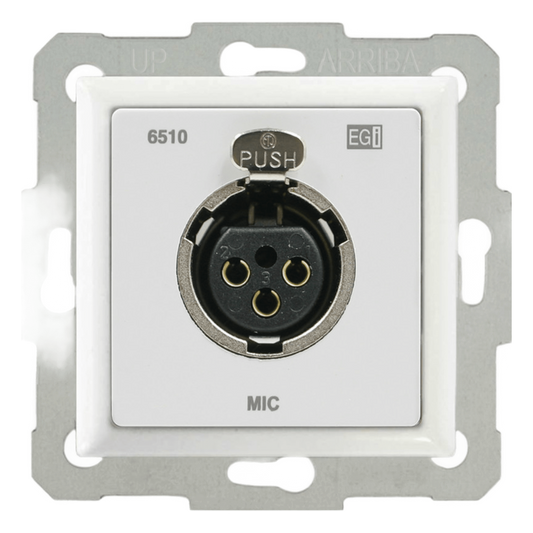 Conexión caja 60 mm. xlr hembra de pared. blanco.