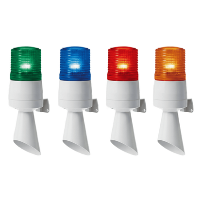 Luz LED con patrones de destello fijo y destellante con buzzer incorporado de alto volumen Máx. 95 dB color Azul 110 VCA