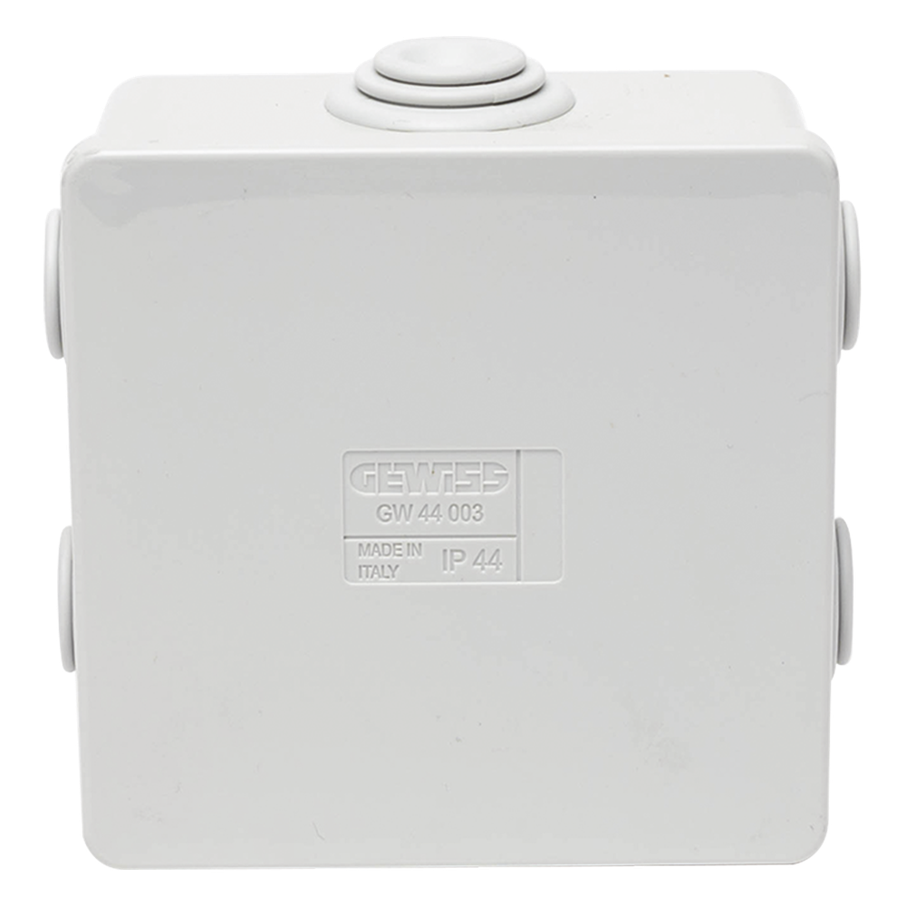 Caja Estanca de PVC Para Derivación y Conexión, 6 Entradas, Tapa a Presión, 80×80×40 mm (Mayor Área Interna, Uso Exterior IP44, Material que no