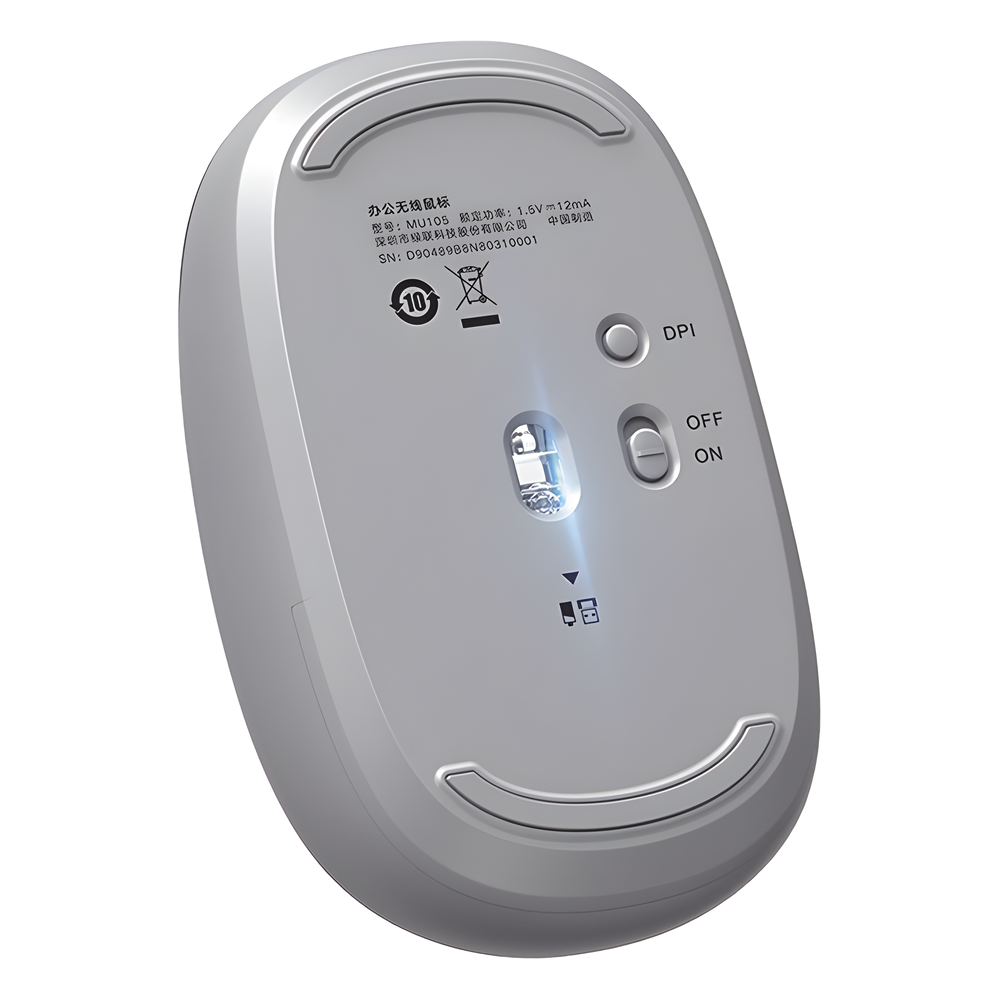 Mouse Inalámbrico 2.4G 800/1200/1600/2400 DPI | Función de 3 botones | Alcance 10m | Silencioso | Ergonómico | Anti-caída y Anti-interferencias |