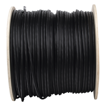 Bobina de Cable FTP con Mensajero de Acero de 305 Metros (1000 Pies) Cat6+ Calibre 23, Color Negro, para Aplicaciones en Video Vigilancia y Redes de