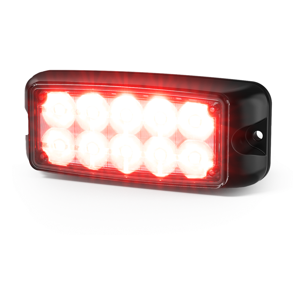 Luz de Advertencia de 10 LED, Rojo/Azul, 5x2 Pulgadas, Lente Transparente, Bisel Negro