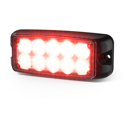 Luz de Advertencia de 10 LED, Rojo/Azul, 5x2 Pulgadas, Lente Transparente, Bisel Negro