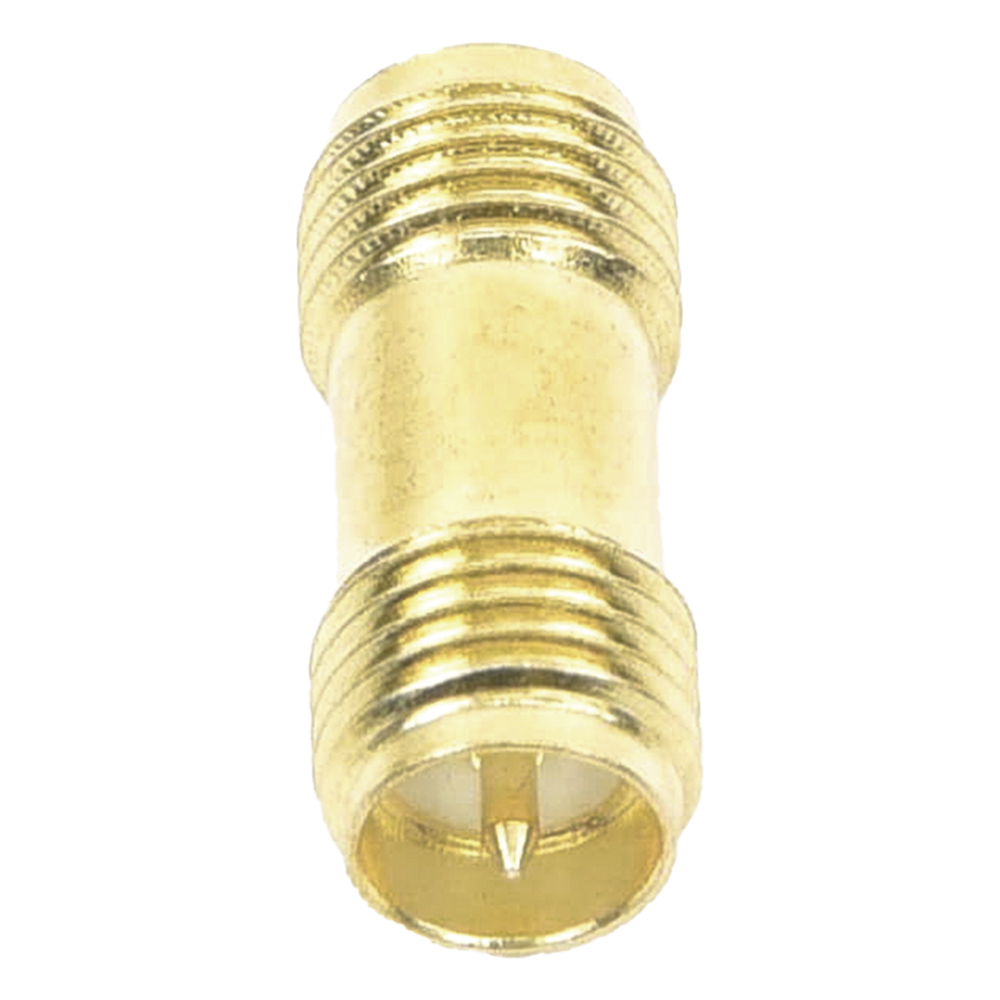 Adaptador Barril de SMA Hembra Inverso a SMA Hembra Inverso, Oro/ Oro/ Teflón