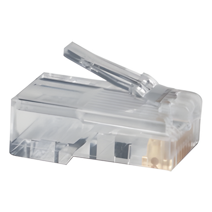 Plug RJ45 Cat5e, Para Cable UTP Calibre 22 a 26 AWG, Chapado en Oro de 50 Micras