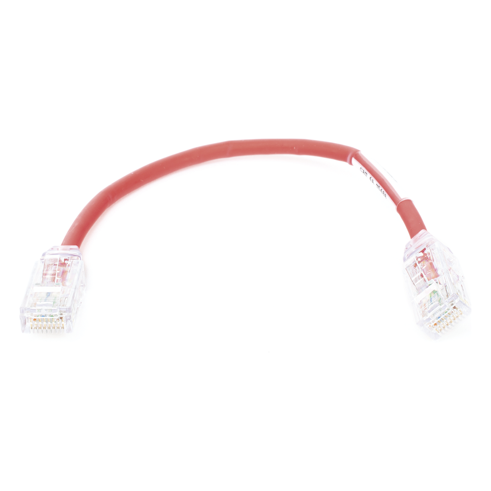 Cable de Parcheo UTP, Cat6A, Diámetro Reducido (28 AWG), CM/LSZH, Color Rojo, 20.3 cm (8 Pulgadas)