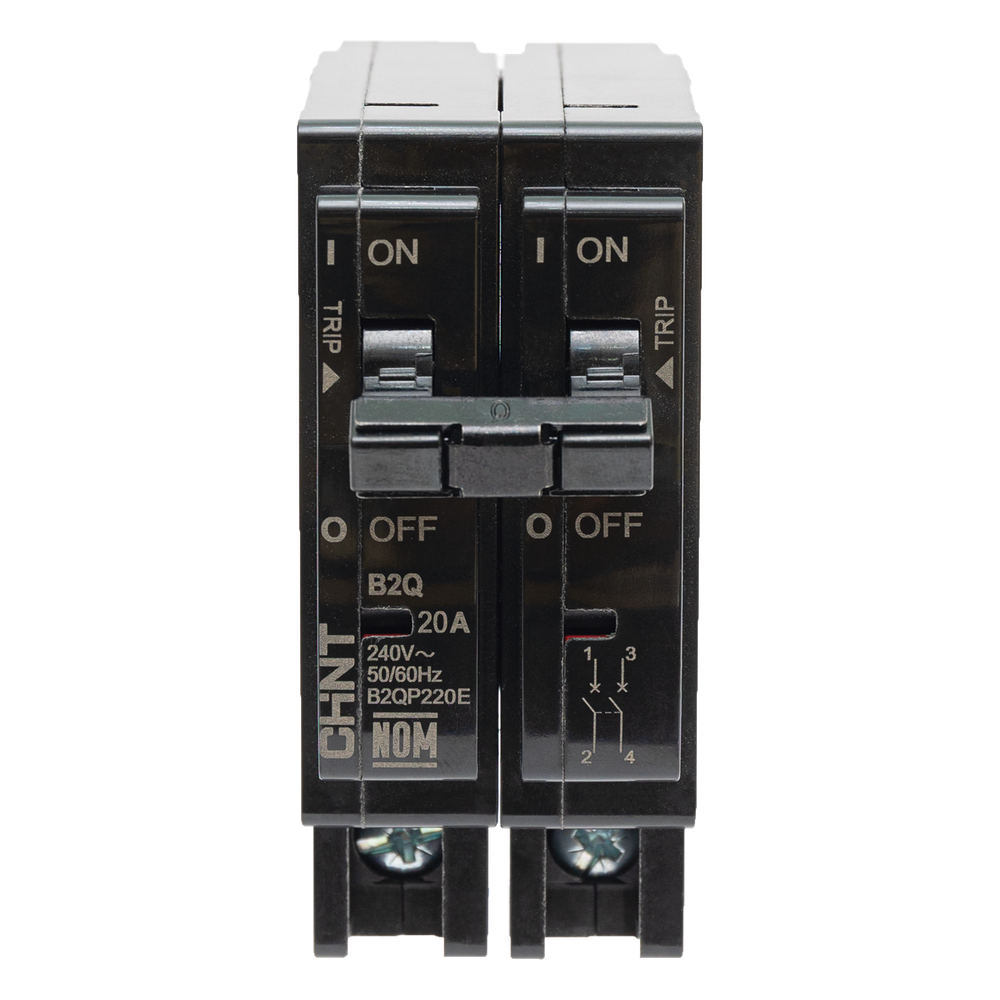 Interruptor Termomagnético Enchufable, Serie: B2Q, 2P, 20A, 240V (SKU:1002279)
