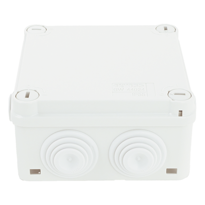 Caja Estanca de PVC Para Derivación y Conexión, 6 Entradas, Tapa con Tornillo de 1/4" de Vuelta, 100x100x50 mm (Área Interna), Uso Exterior IP55
