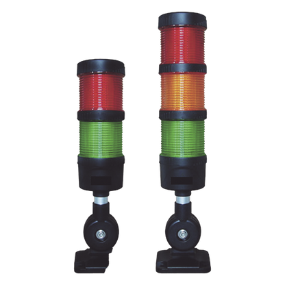 Torre LED Indicadora de estado de 3 niveles color Rojo, Ámbar y Verde, con Buzzer integrado a 85 dB, a 110-240 VCA con Montaje incluido de 60 mm de
