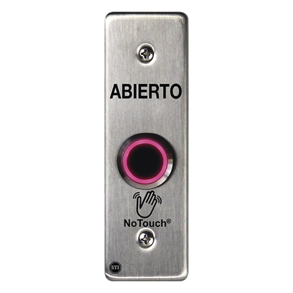 Interruptor IR NoTouch® de Acero Inoxidable, Montaje Delgado, Caja Posterior, ABIERTO