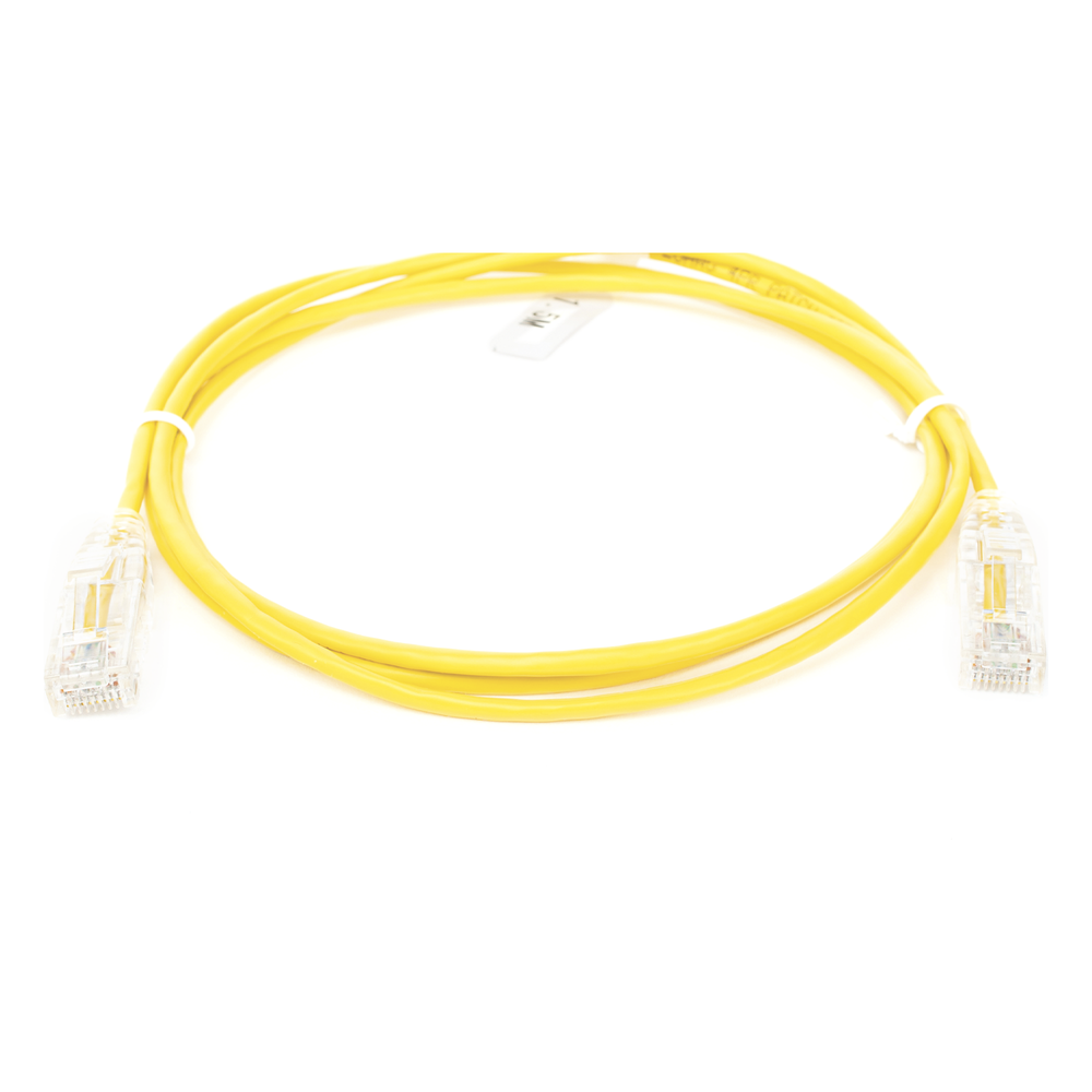 Cable de Parcheo Slim UTP Cat6 - 1.5 Metros (4.92 Pies) Amarillo Diámetro Reducido (28 AWG)