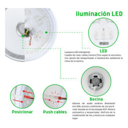 Luminario LED RGB de 40W / 3000 Lúmenes / Bocina con Bluetooth Integrada / Voltaje 85-265V / Temperatura Cálida, Neutra ó Fría / App iLink.