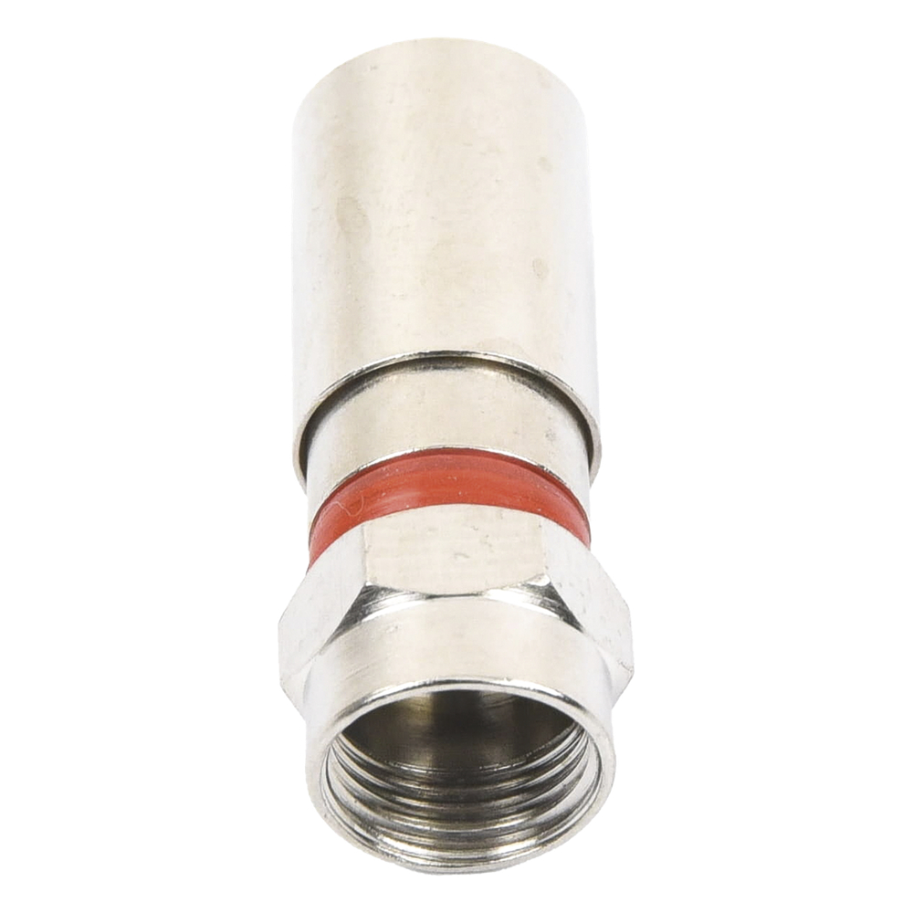 Conector F Macho de Compresión, Metálico para cable RG-59, Cuerpo de Bronce Niquelado