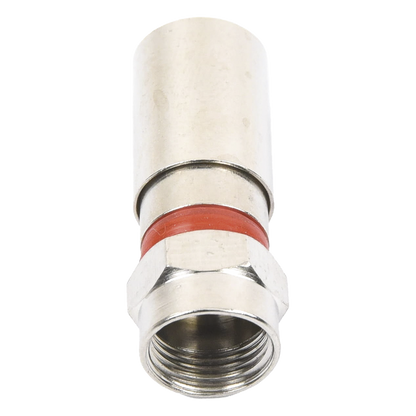 Conector F Macho de Compresión, Metálico para cable RG-59, Cuerpo de Bronce Niquelado
