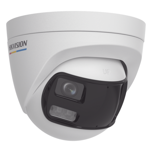 [ColorVu + Panoramica + Dual Light] Turret TURBOHD 3K (5 Megapixel) / Micrófono Integrado / Visión 180° / Imagen a Color 24/7 / 40 mts Luz Blanca +