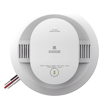 Detector de humo fotoeléctrico alámbrico 120 V CA con batería sellada de 10 años, interconexión hasta 24 dispositivos, paquete de 6