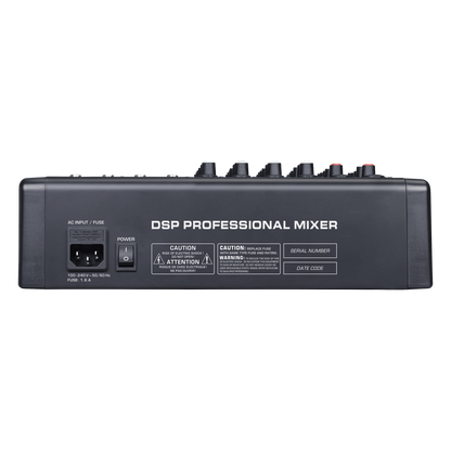 Consola de Mezcla Analógica | 8 Canales | 6 Entradas Mic/Línea | 12 Salidas | DSP Efectos | USB Media | Bluetooth | Montaje en Rack