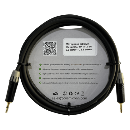 Cable 3.5mm a 3.5mm, conectores color negro MTP3C-BG, length 2m