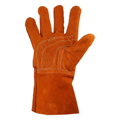 Guantes de Carnaza Largo/ Refuerzo en Palma / Resistente a Abrasión y Temperaturas Moderadas.