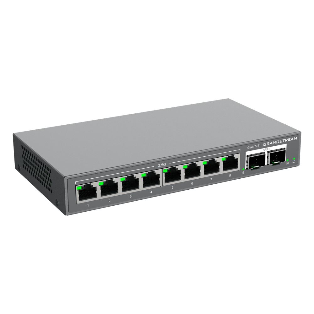 Switch L2 Lite Administrable de 10 Puertos / 8 Puertos Ethernet 2.5 Gigabits / 2 Puertos SFP+ 10 Gigabits / VLAN / QoS / Montaje en Escritorio o
