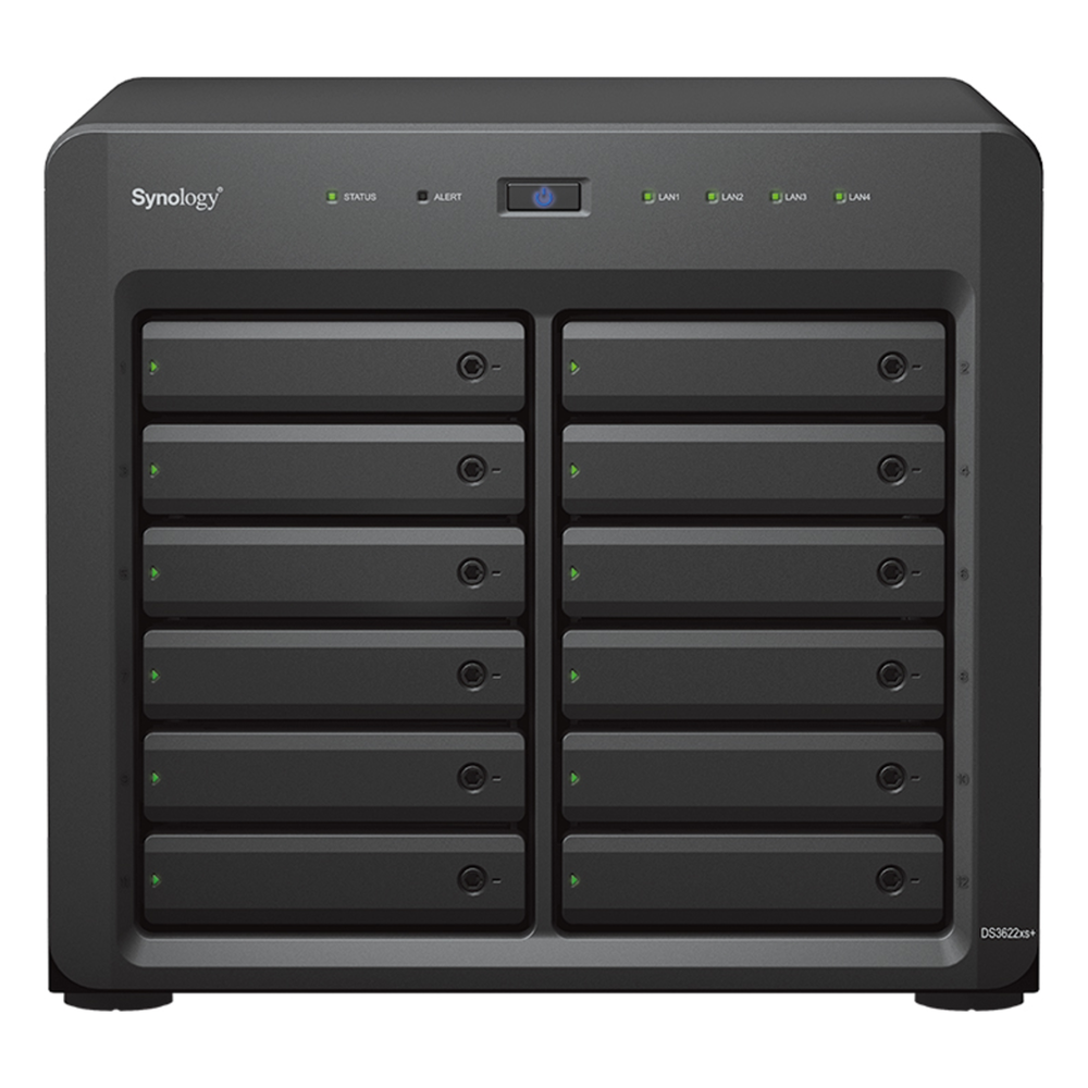 Servidor NAS Synology DiskStation DS3622xs+ | 12 Bahías | Intel Xeon 6 Núcleos | 16 GB DDR4 ECC | 10GbE RJ-45 | Expansión Hasta 36 Bahías | RAID F1