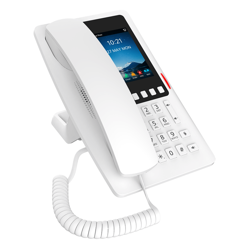 Teléfono IP Hotelero Wi-Fi 6 / Pantalla IPS 3.5" 320x480 / 2 Líneas SIP / 5 Teclas Programables / Puerto USB-A / PoE 802.3af / Audio HD / Diseño