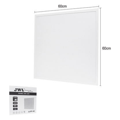 Panel LED / Luz Blanca 6 500 K / Empotrado o Suspendido / 59.5 x 59.5 cm / 40 W / 127 Vca~60Hz / Vida Útil de 50,000 horas / Ángulo de Luz de 140°