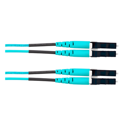 Jumper de Fibra Optica Multimodo 50/125 OM4, LC-LC Duplex, LSZH, Color Aqua, 3 Metros (9.84 Pies)
