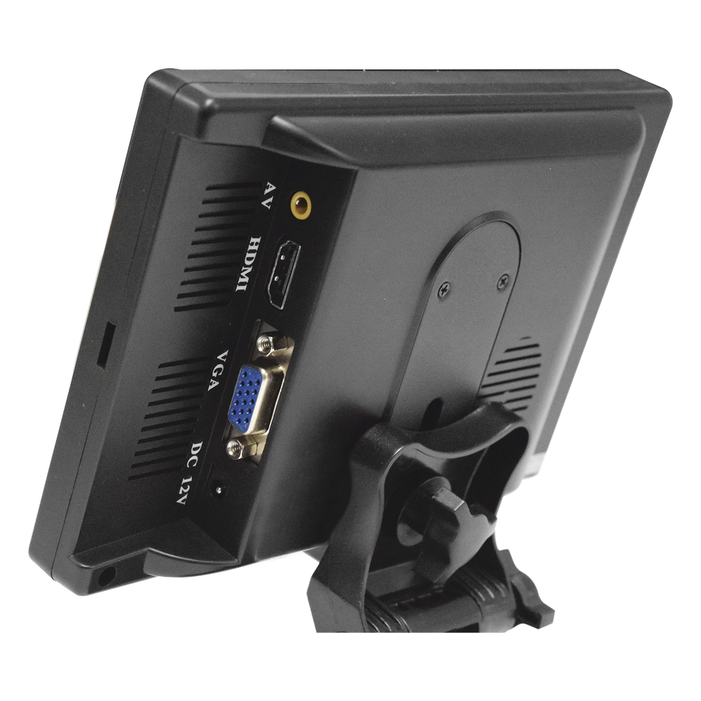 Monitor 7" TFT-LCD ideal para colocar en vehículos o DVR/NVR. Entradas de video HDMI, VGA y RCA (CVBS)