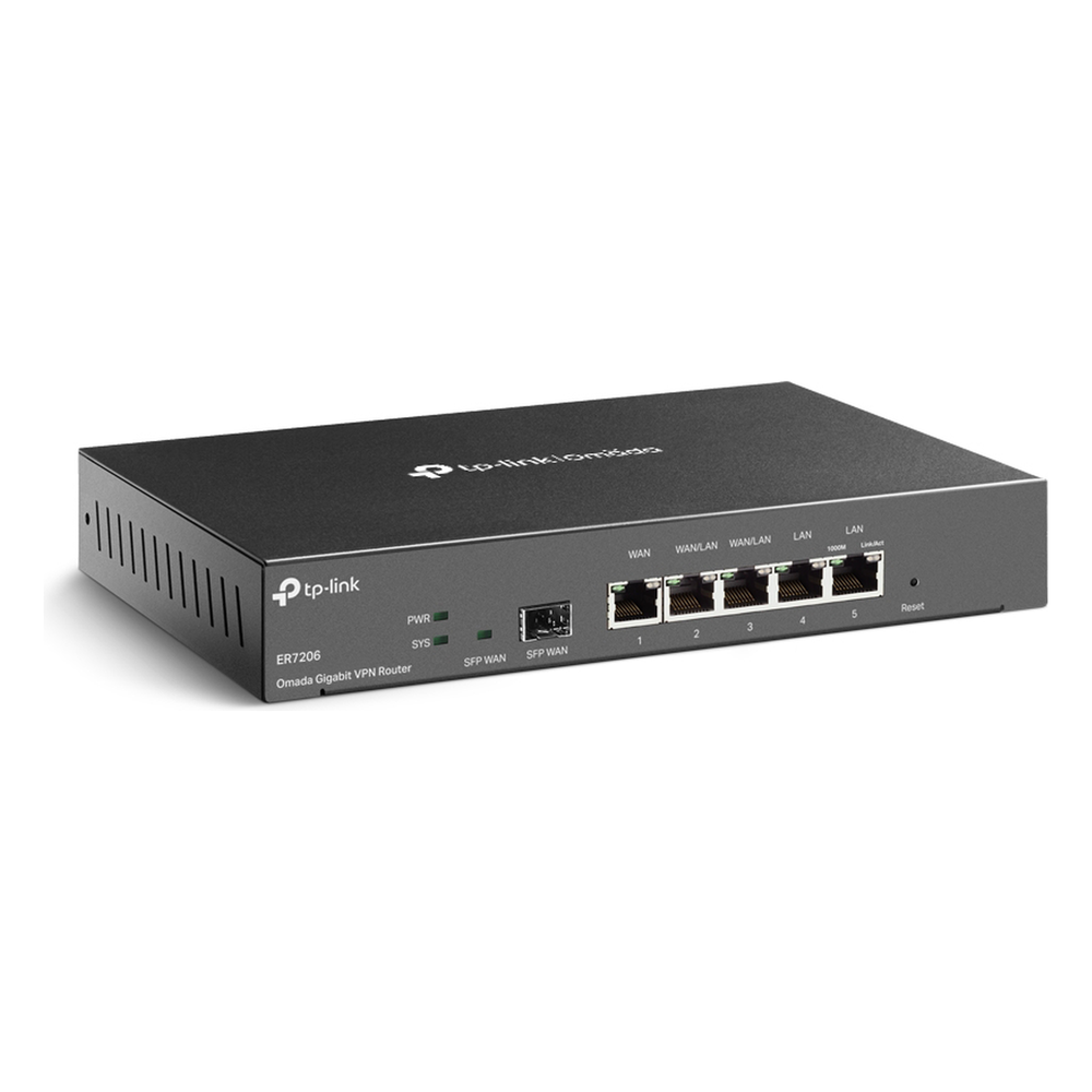 Router Omada VPN / SDN Multi-WAN Gigabit / 1 Puerto WAN SFP Gigabit / 1 Puerto WAN RJ45 Gigabit / 2 Puertos LAN RJ45 Gigabit / 2 Puertos