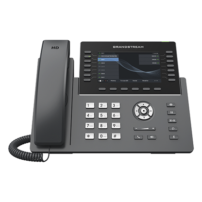 Teléfono IP Wi-Fi, Grado Operador, 14 líneas SIP con 6 cuentas, pantalla LCD 5", puertos Gigabit, Bluetooth, PoE, codec Opus, IPV4/IPV6 con gestión