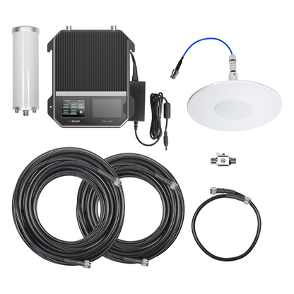 KIT Amplificador Office 200 / Soporta redes 2G, 3G, 4G y Mejora llamadas / Amplifica señal TELCEL, AT&T y MOVISTAR / Con antena omnidireccional