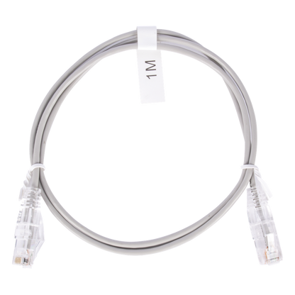 Cable de Parcheo Slim UTP Cat6 - 1 Metro (3.28 Pies), Gris, Diámetro Reducido (28 AWG)
