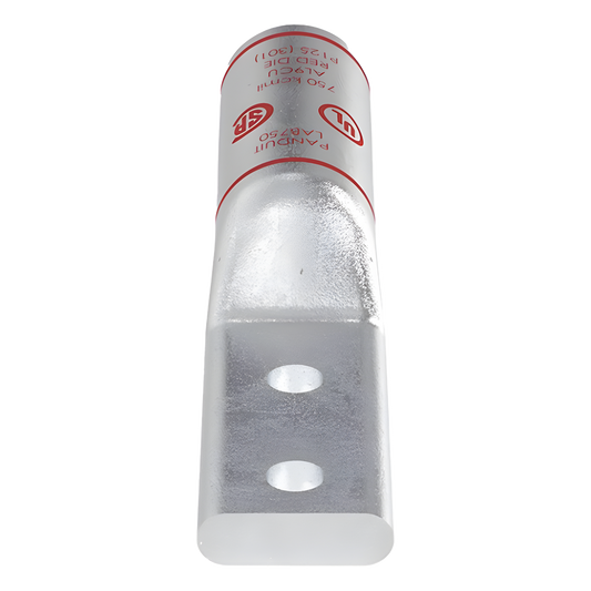Zapata de compresión Aluminio LAB750-12-24R para cal. 750 Kcmil, Doble barreno para tornillo prisionero de 1/2, Espaciado de orificio 44.45mm, 1 Pz