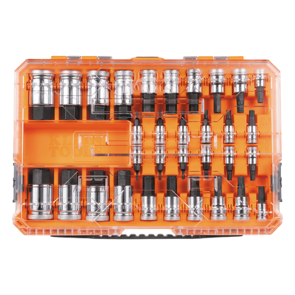 Juego de Dados Moleteados / SAE-Métrico-Hex-Torx® / 32 Piezas / Acabado Moleteado para Mejor Agarre / Marcado en Relieve / Incluye Llaves Cuadradas