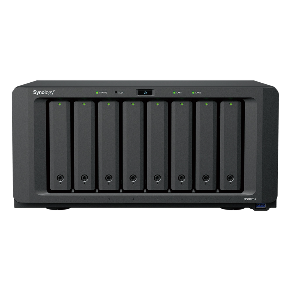 NAS DiskStation DS1825+ | 8 Bahías | AMD Ryzen V1500B | 8 GB DDR4 ECC | Hasta 2,239 MB/s Lectura | 2 Puertos 2.5GbE | Expansión PCIe 3.0 | Compatible