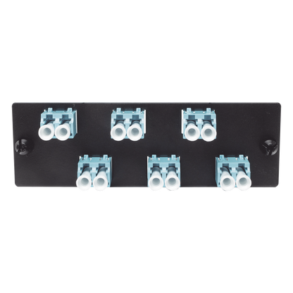 Placa Acopladora de Fibra Optica FAP, Con 6 Conectores LC Duplex (12 Fibras), Para Fibra Multimodo OM3/OM4, Color Aqua