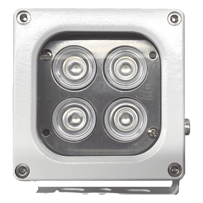 Iluminador LED de Alta Potencia | Luz Blanca | 10 Metros de Iluminación | Cobertura 120° | IP66 | Bajo Consumo de Energía | Fotocélula Incorporada |